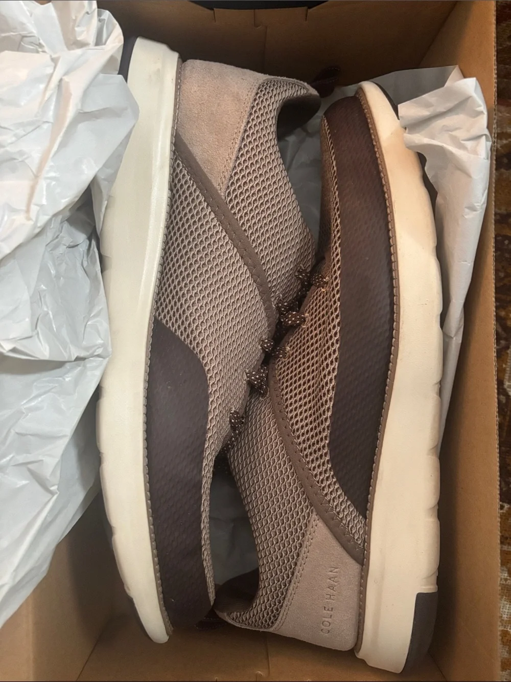 Cole Haan Men's Knit Lace-Up Sneakers in Taupe and Brown